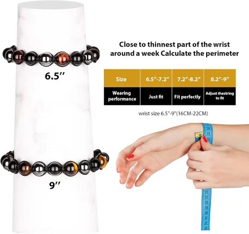 Miniatura 6 de SAMXY Triple Protection Bracelet, 8mm Healing Crystal Bead Bracelet, 3pcs Blue Red Tiger's Eye Obsidian Hematite Bracelet Women Men