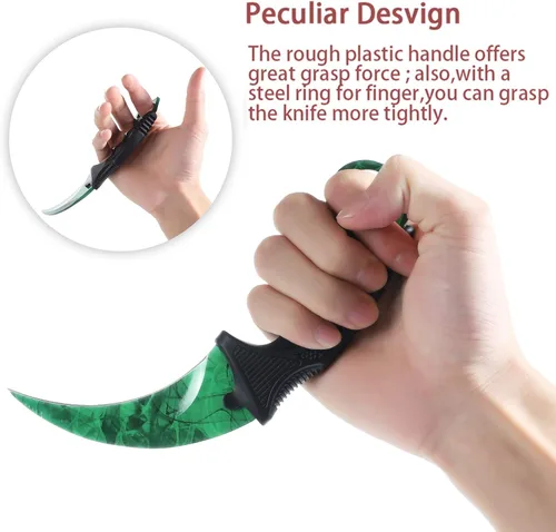 Miniatura 2 de TOPOINT Cuchillo Karambit, cuchillo de hoja fija de acero inoxidable con funda y cuchillo de cordón CS-GO para caza, campamento y supervivencia