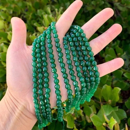 Miniatura 3 de Adabele GH-E10 - 120 piedras preciosas curativas de jade verde esmeralda natural de 0.236 pulgadas (0.236 in), cuentas sueltas redondas facetadas