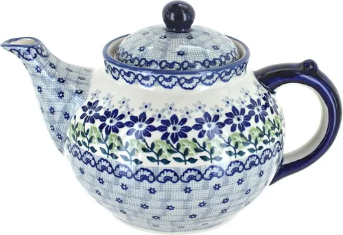 Miniatura 11 de Blue Rose Polish Pottery - Tetera de Flor de Durazno Amarillo - Capacidad de 5 Tazas - Servidor de Café y Té de Cerámica Polaca Pintado a Mano