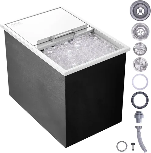 Miniatura 15 de Happybuy Hielera de acero inoxidable de 18 pulgadas de largo x 12 pulgadas de ancho x 14.5 pulgadas de alto, con tapa deslizante, cubo de hielo
