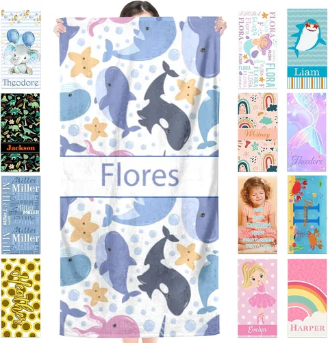 Miniatura 21 de Toalla de playa personalizada para niños, toallas de playa personalizadas de poliéster de secado rápido con nombres para niñas y niños, 30 x 60