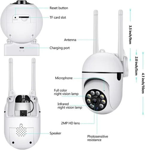 Miniatura 8 de Cámaras de seguridad para exteriores, cámaras WiFi de 2.4 GHz y 5G para seguridad en el hogar, cámaras de vigilancia domo 1080P, visión de 360°