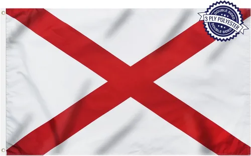 Bandera del estado de Alabama de 3 x 5 pies para exteriores, doble cara, 3 capas, poliéster, AL Alabama, banderas con 2 ojales de latón