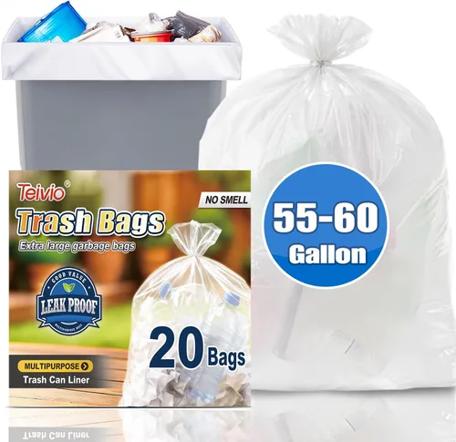 Miniatura 6 de Teivio - Bolsas de basura grandes negras de 64 a 65 galones, 13 unidades, grandes multiusos, se adaptan a contenedores de basura de 60, 62, 63, 64