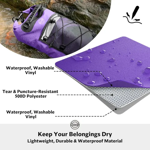 Miniatura 2 de STOVER 5/10/25/30/40/55L Waterproof Dry Bag- Roll-Top Backpack w/Phone Case- Kayaking, Hiking, Camping, Boating- Men/Women 30L Púrpura