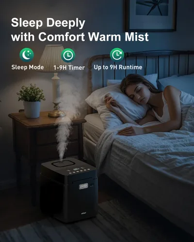 Miniatura 7 de Mifasol Humidificador de acero inoxidable, 3.3L/0.87 galones humidificadores de vapor caliente para dormitorio, 800 pies cuadrados, humidificadores