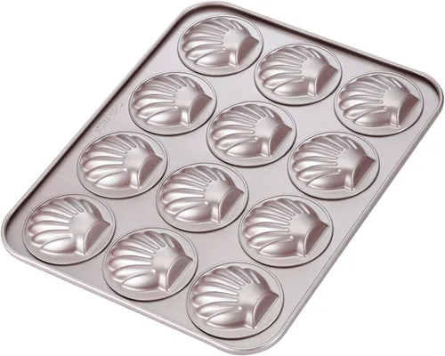 Miniatura 12 de CHEFMADE Molde Madeleine, molde para pastel, 12 cavidades, antiadherente, ovalado, concha Madeline, juego de utensilios para hornear para el horno