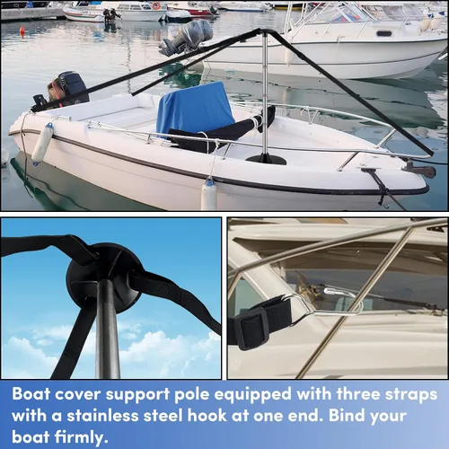 Miniatura 4 de Postes de soporte para cubierta de barco, sistema de soporte de cubierta de barco de acero inoxidable con correa de cincha, extensión de 4 etapas