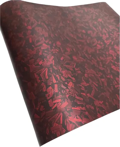 Miniatura 3 de Rollo de vinilo forjado de fibra de carbono forjado mate brillante CF negro y rojo para automóvil, liberación de aire, sin burbujas