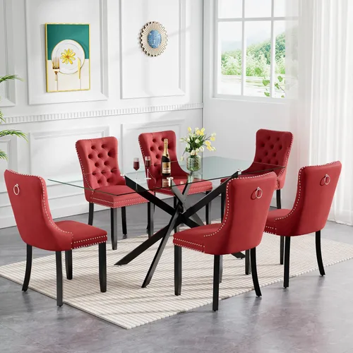 Miniatura 89 de HomVent Juego de mesa de comedor redonda de vidrio de 3 piezas, juego de mesa de comedor de vidrio templado para 2 mesas de cocina con 2 sillas