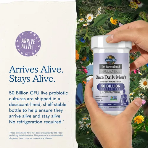 Miniatura 7 de Garden of Life Probióticos para Hombres, formulado por médicos, 50 mil millones de CFU, 15 probióticos para la salud digestiva + fibra prebiótica
