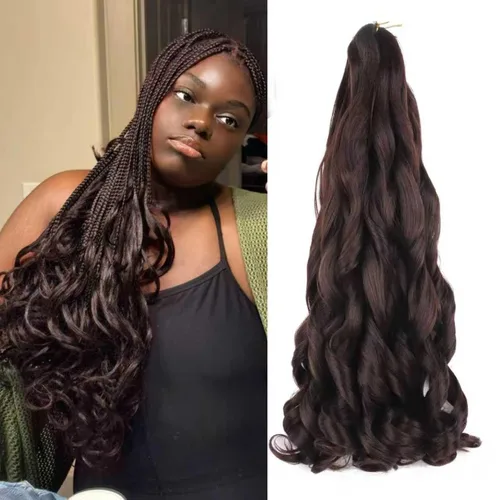 Miniatura 14 de Cabello rizado francés trenzado de 10 pulgadas, color 4, cabello rizado preestirado, 8 paquetes de trenzas de ganchillo de rizo francés para trenzas