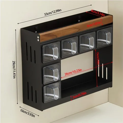 Miniatura 3 de Estante de especias de cocina, caja de condimentos colgante de montaje en pared, estante de especias que ahorra espacio para condimentos