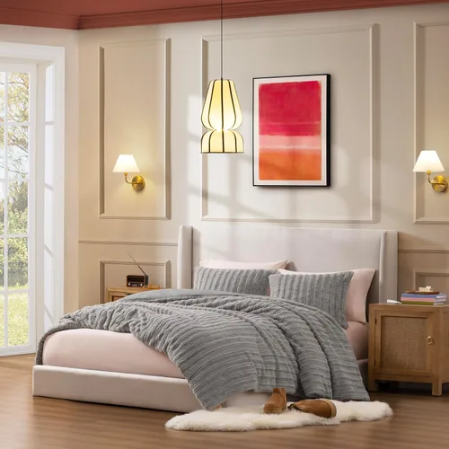 Miniatura 7 de UGG Juego de edredón Full/Queen con 2 fundas de almohada, ropa de cama de pelo sintético suave, cálido, edredón alternativo de plumón lavable