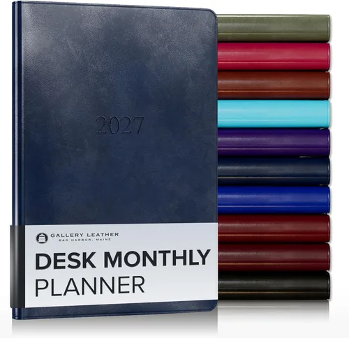 Miniatura 138 de Gallery Leather Agenda Mensual Grande 2025-2026, Elegantemente Encuadernada Planificador de Calendario y Cuaderno con Elegantes Bordes Dorados, 18