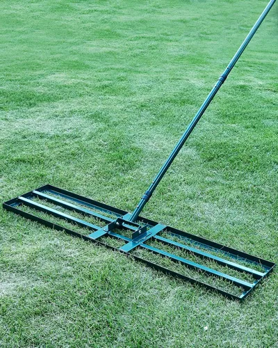 Miniatura 8 de Rastrillo Nivelador de Césped, Nivelador de Césped de Acero Inoxidable con Placa de Base de 30"x10", Mango Largo Ajustable de 78", Herramienta