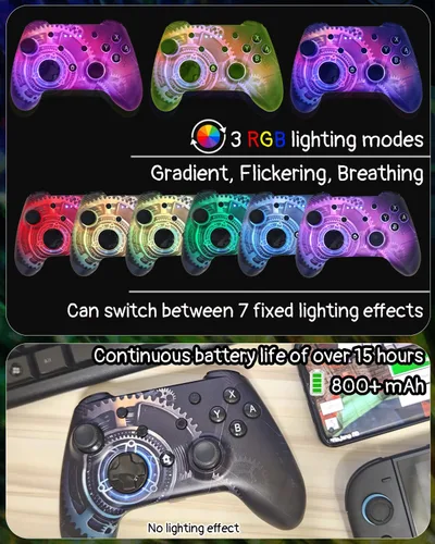 Miniatura 2 de Wzuicov Multi-Platform Game Controller with RGB & Dual-Mode Bluetooth & Wired Connection, Wireless Gamepad for Switch/Switch 2/iOS/Android/PC/TV
