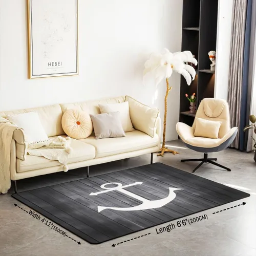 Miniatura 2 de Anchor Decor - Juego de alfombras para sala de estar, alfombra decorativa con temática náutica para niños y niñas, diseño de aventura marina