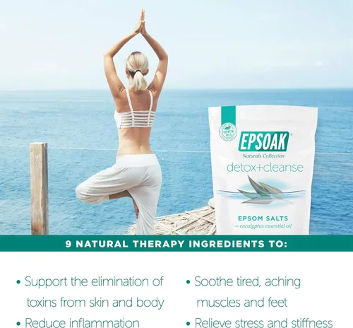Miniatura 4 de Epsoak Sal de Epsom de 2 libras USP sulfato de magnesio con desintoxicación + aroma de limpieza resellable, bolsa de sal de Epsom fabricada