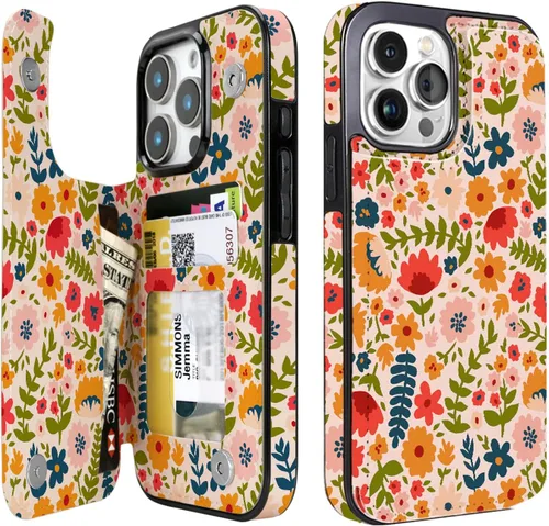 Miniatura 27 de uCOLOR Funda compatible con iPhone 15 de 6.1 pulgadas con ranura para tarjetero, función atril, doble cierre magnético y bloqueo RFID, funda de 6.1