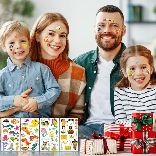 Miniatura 8 de Habett Tatuajes temporales luminosos para niños, más de 200 estilos mixtos de tatuajes temporales, juego de calcomanías para niñas y niños