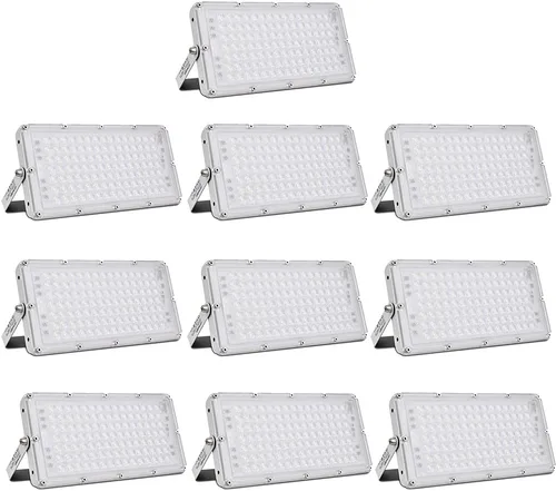 Miniatura 9 de papasbox Luz de inundación LED de 100 W para exteriores, luces de seguridad para exteriores de 8000 lúmenes, luces LED blancas cálidas de 3000 K