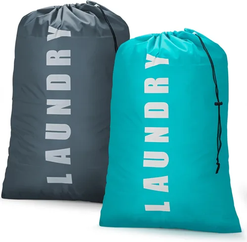 Isink Bolsa de lavandería, paquete de 2 bolsas de lavandería de viaje para ropa sucia, bolsas de lavandería grandes para acampar y viajar, bolsa de