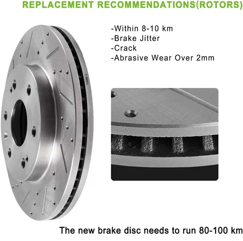Miniatura 5 de Kit de frenos y rotores, SCITOO 4 rotores de freno y 8 pastillas de freno de cerámica para Jeep Grand para Cherokee 1999-2004