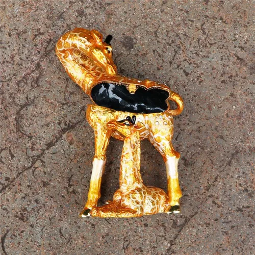 Miniatura 4 de Waltz&F Pintado a mano esmaltado jirafa madre e niño decorativo con bisagras joyería animal baratija caja única decoración para el hogar