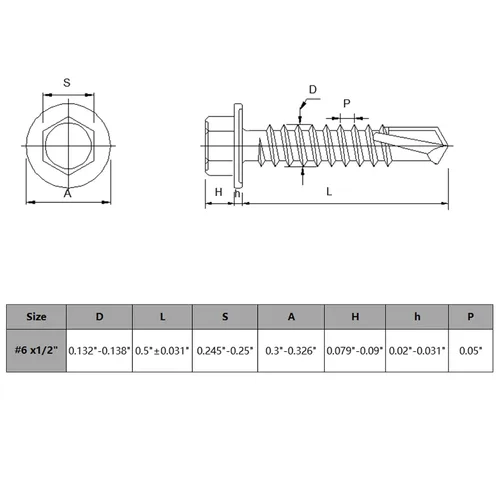 Miniatura 5 de VGBUY 320 piezas de tornillos autoperforantes para metal, #6 x 1/2 pulgada de acero inoxidable 410 tornillos autorroscantes para chapa de metal