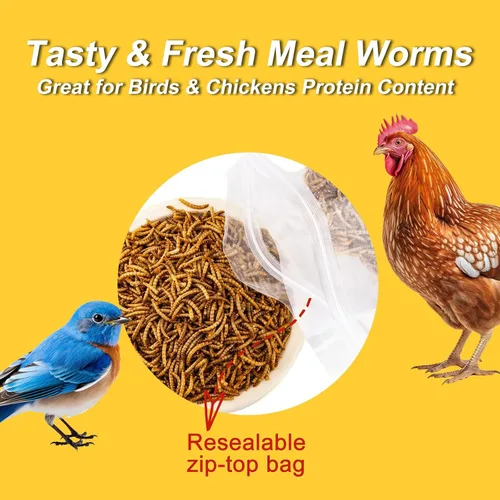 Miniatura 5 de RANZ 5 libras de gusanos secos sin OMGs para pollos, gusanos altos en proteína, alimento premium para pollos, alimento y golosinas perfectas
