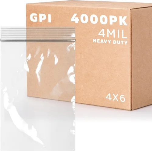 Miniatura 28 de GPI - Caja de 1000 bolsas de plástico transparente con cremallera de 3 x 3 pulgadas - Bolsas de polietileno resistentes a granel de 4 mil de grosor