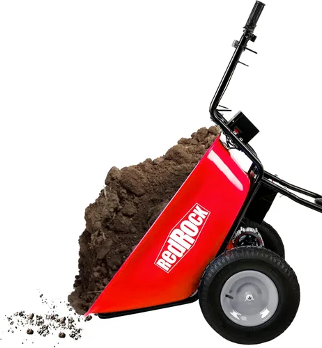 Miniatura 8 de Carretilla eléctrica, 24 V CC 180 W AGM Batería 330 lbs (150 kg) Capacidad máxima Barril Dump Material Debris Hauler Rojo
