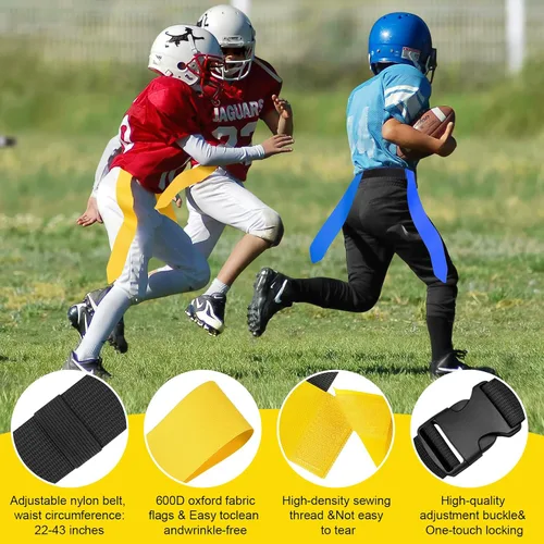 Miniatura 5 de Juego de fútbol con bandera, cinturones de fútbol ajustables para 14 jugadores, contiene 42 banderas de fútbol, 8 conos de práctica, fútbol