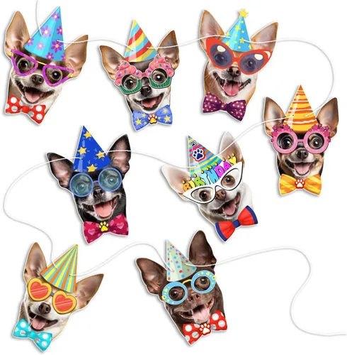 Miniatura 14 de Guirnalda de cumpleaños para perro Boston Terrier, pancarta de cumpleaños con caras fotográficas de Boston Terrier, decoración divertida de fiesta