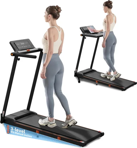 Caminadora con inclinación, 3 en 1 para debajo del escritorio, portátil, plegable, para el hogar y la oficina, almohadilla pequeña de 3.0 HP con