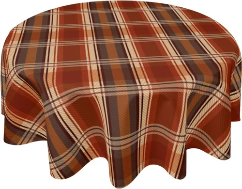 Miniatura 9 de Fall Tablecloth Round 60 Inch Autumn Thanksgiving Table Cloths Circle Pumpkin Buffalo Plaids Table Cloth Rustic Farmhouse Tablecloth for Holiday