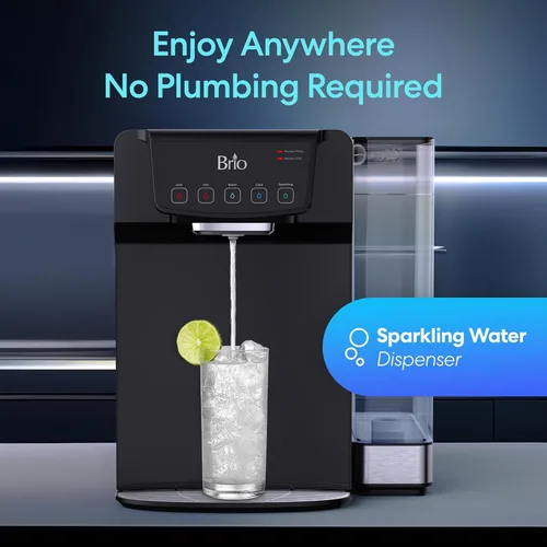 Miniatura 2 de Brio Enfriador de agua Sparkling 600 para encimera, sistema de filtro de 2 etapas y esterilizador de agua UV, reduce PFAS y microplásticos, tanque