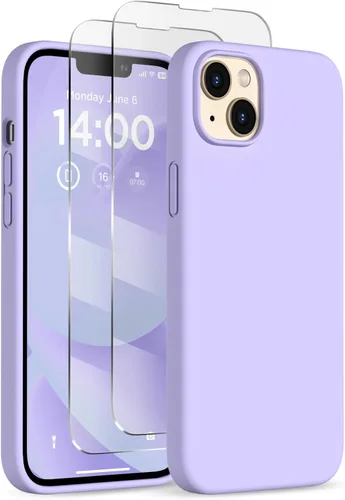 Miniatura 9 de Funda de silicona diseñada para iPhone 14 Plus, con 2 protectores de pantalla, funda protectora de cuerpo completo a prueba de golpes, funda delgada