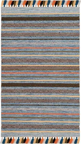 Miniatura 24 de SAFAVIEH Montauk Collection - Alfombra decorativa de 3 pies x 5 pies, color beige y multi, hecha a mano, estilo boho con rayas y flecos, de algodón