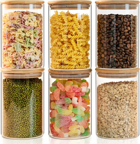 Miniatura 11 de Tarros de vidrio para almacenamiento de alimentos de 37 onzas, juego de 6, recipientes de almacenamiento de vidrio transparente para alimentos