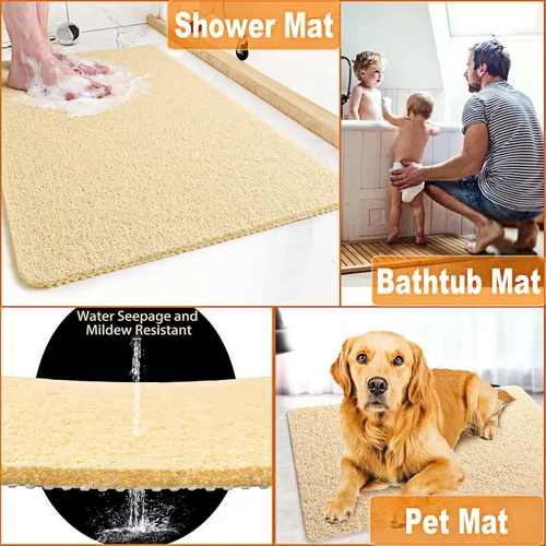 Miniatura 6 de Alfombrillas de ducha antideslizantes para personas mayores, 24x47'' Extra Large Loofah, alfombrillas de baño para ducha, alfombrilla antideslizante