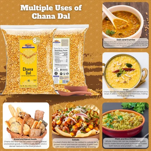 Miniatura 3 de Rani Chana Dal (garbanzos desi sin piel), lentejas indias, 128 onzas (8 libras) 8.0 lbs, a granel ~ todo natural, apto para gluten, sin OMG, vegano
