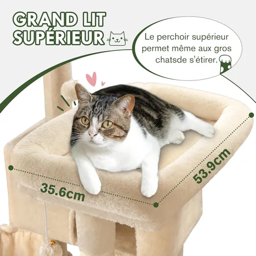 Miniatura 4 de MUTICOR Torre para Gatos Grande de Múltiples Niveles de 66 Pulgadas para Felinos Grandes de Interior/Perchas de Felpa Acogedoras/Condominio/Postes