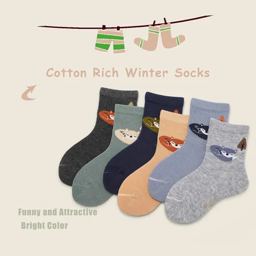 Miniatura 2 de Aisyee Calcetines de algodón para niños, calcetines sin costuras para niños, calcetines coloridos de cuarto de punto, paquete de 6