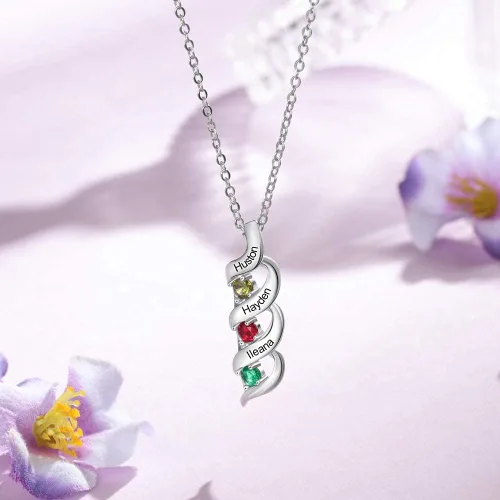 Miniatura 10 de Gemszoo Personalized Twisted Name Necklace with Simulated Birthstones Mother Daughter Pendant Gifts for Women Mom Grandma