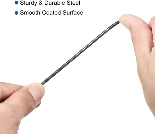 Miniatura 4 de MECCANIXITY Cable de seguridad 2.5mmx1m Cuerda de bloqueo de acero recubierto de plástico negro 4 piezas con 0.138 in de grosor rápido bloqueo