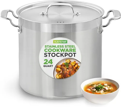 Miniatura 14 de NutriChef Olla resistente de 20 cuartos de galón con tapa de acero inoxidable, olla grande para inducción, cocinas de gas y eléctricas, perfecta