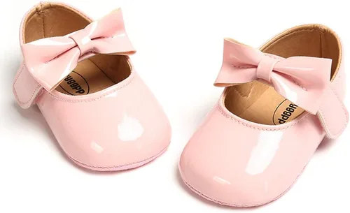 Miniatura 86 de RVROVIC Mocasines de princesa para bebé, zapatos brillantes de Mary Jane, zapatos de cuna de suela suave y ligera de primera calidad, zapatos